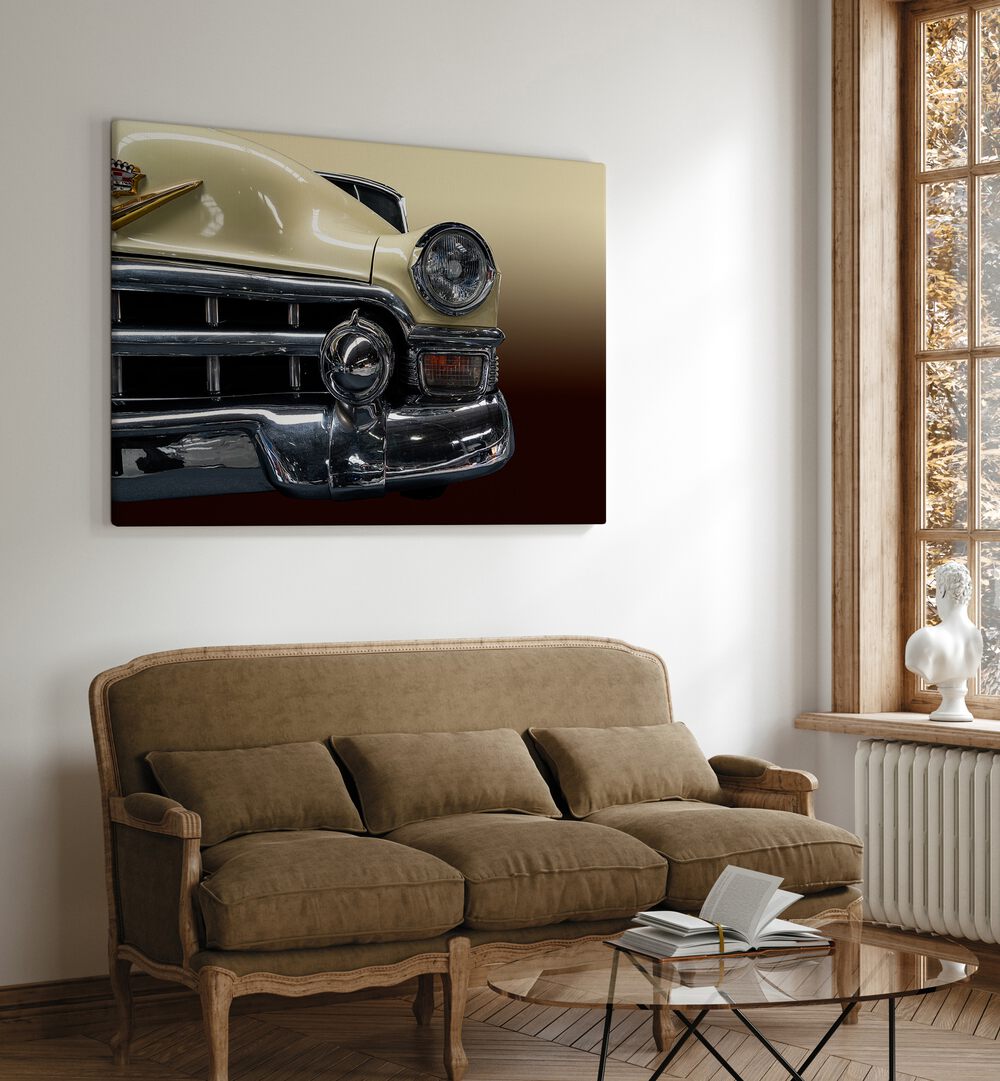 the biege cadillac car poster Artwork placed on a Wall 