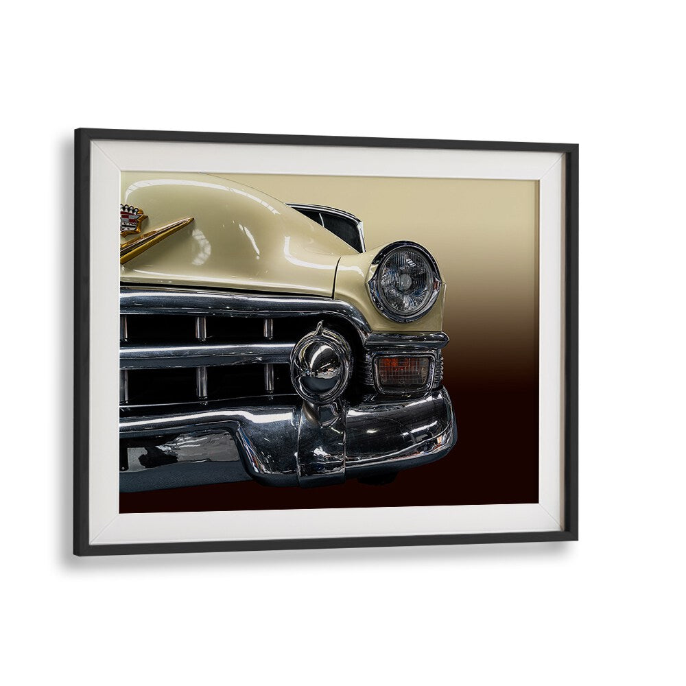 the biege cadillac car poster in Black Frame With Mount