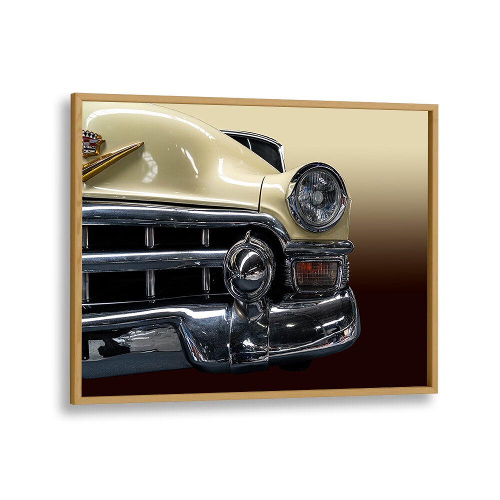 the biege cadillac car poster in Oak Wood Plain Frame