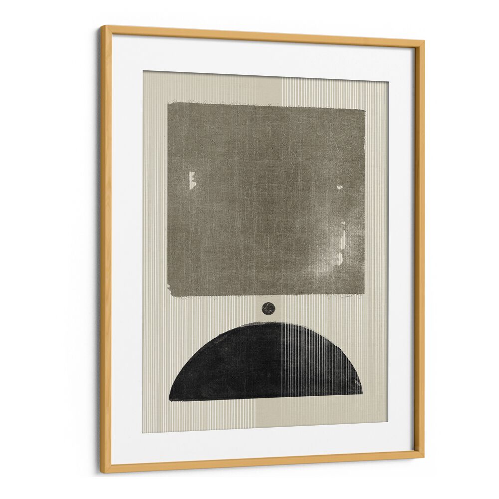 the black dune geometric paintings in Oak Wood Frame With Mount