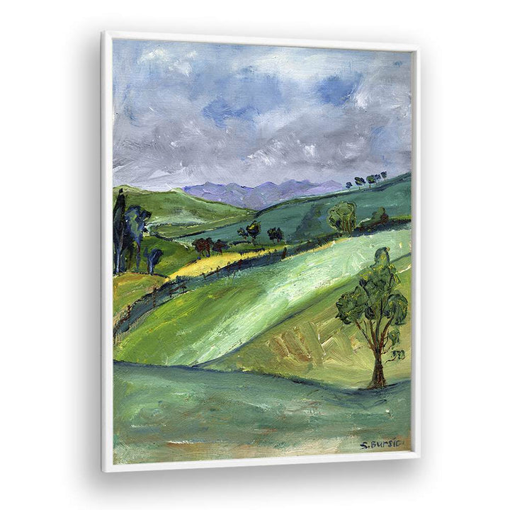 the countryside women illustration paintings in White Plain Frame