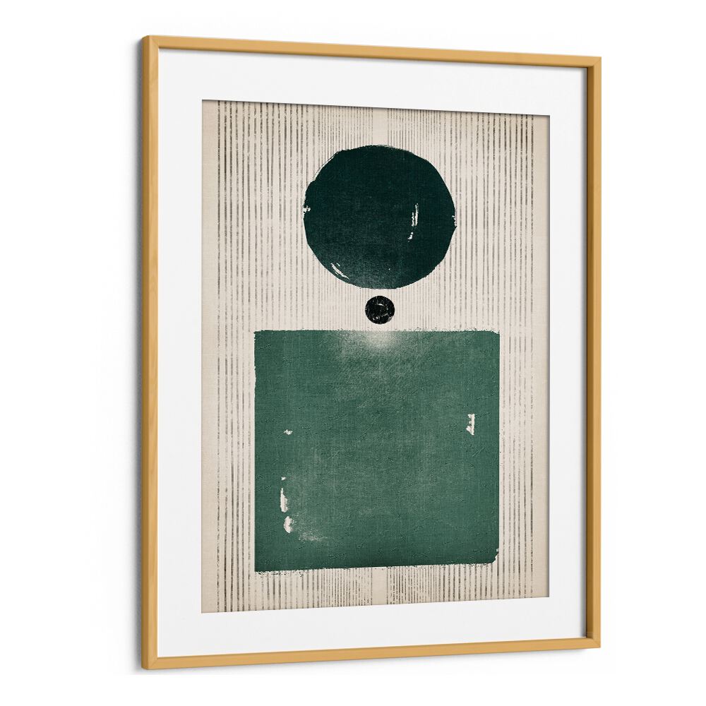 the emerald girl geometric paintings in Oak Wood Frame With Mount