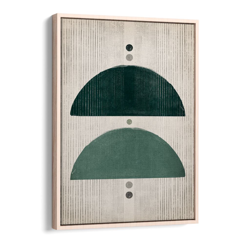 the emerald mushrooms geometric paintings in Oak Wood Floater Frame