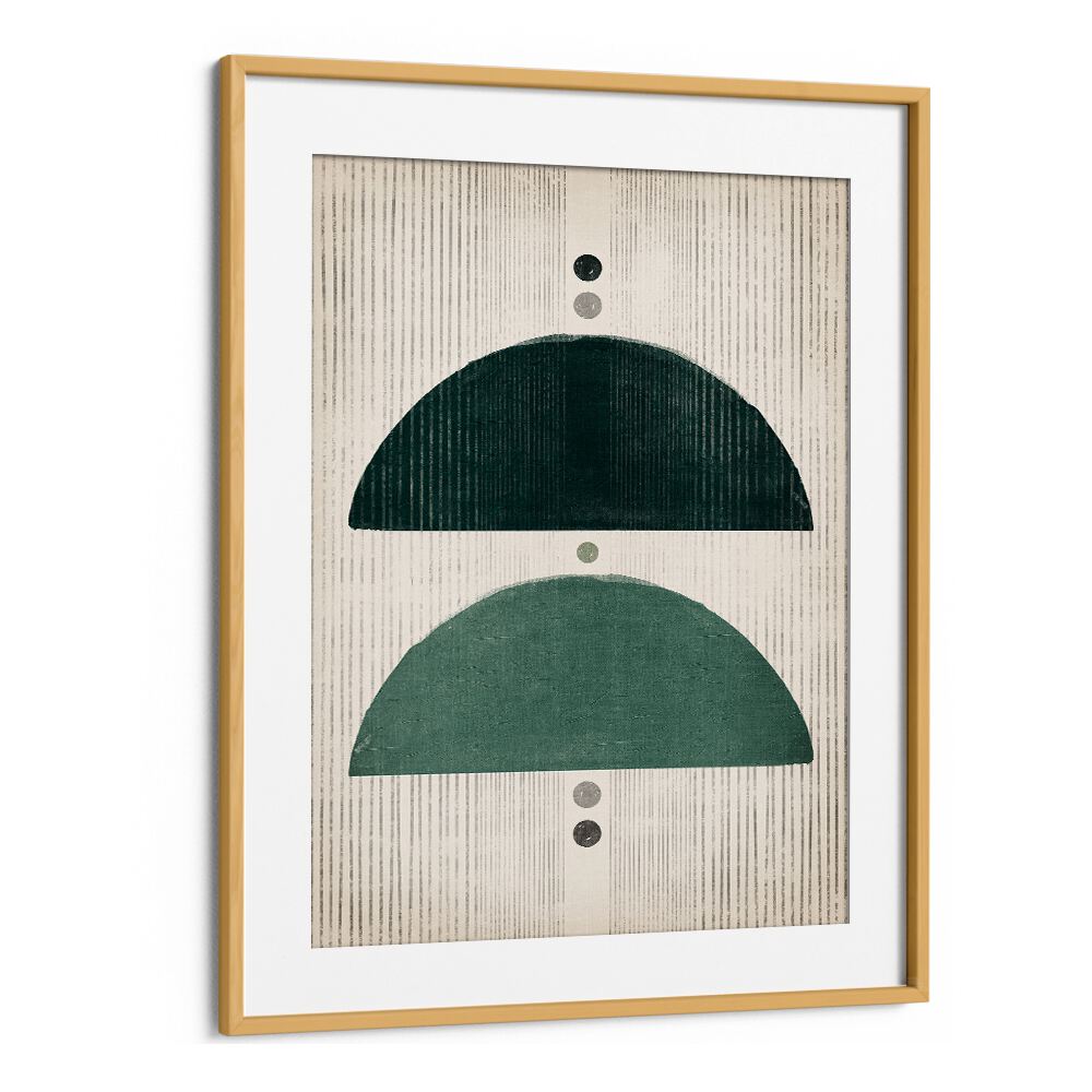 the emerald mushrooms geometric paintings in Oak Wood Frame With Mount