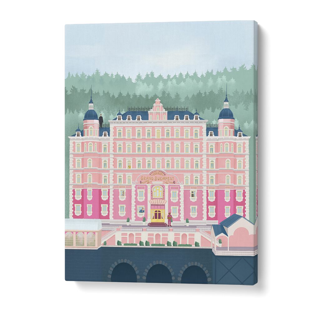 the grand budapest hotel by petra lidze travel posters in Gallery Wrap