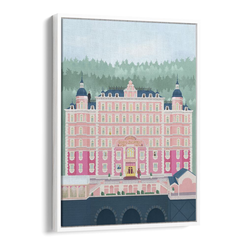 the grand budapest hotel by petra lidze travel posters in White Floater Frame