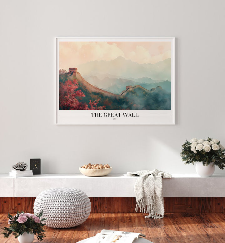 the great wall of china travel posters Artwork II placed on a Wall 