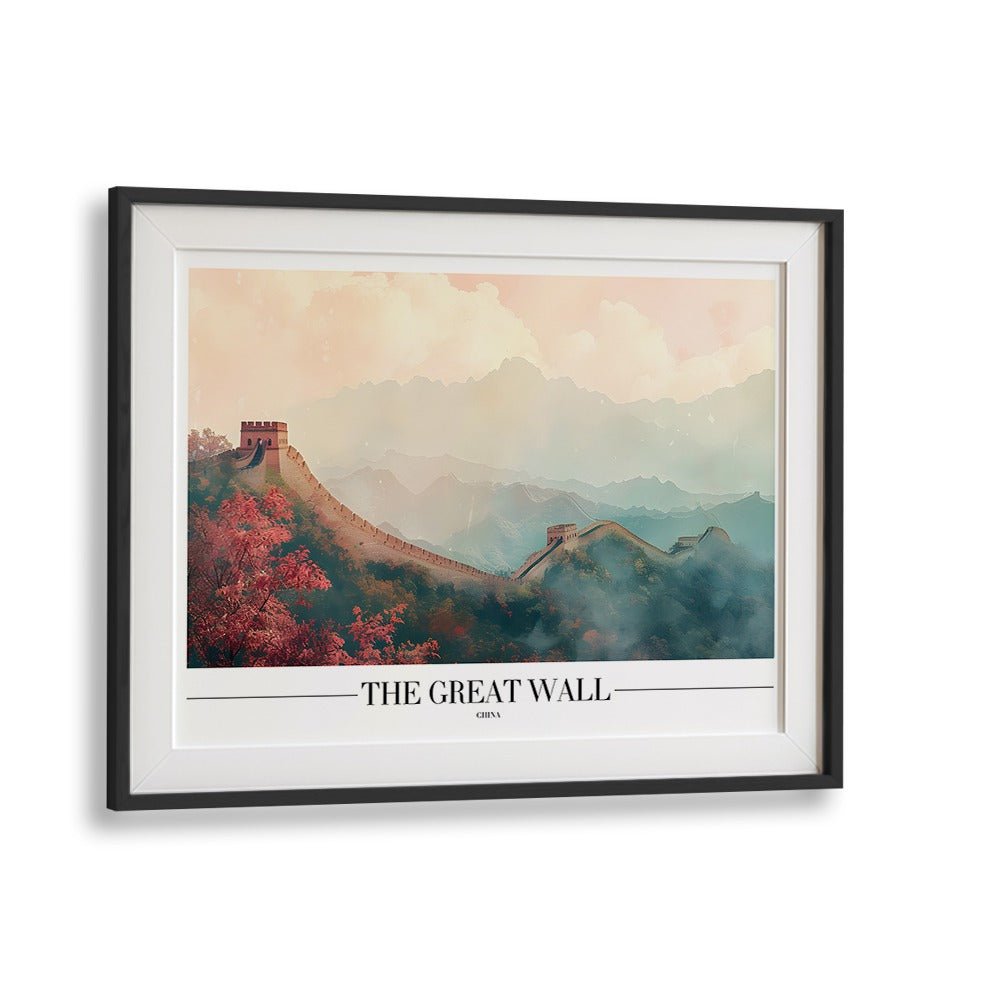 the great wall of china travel posters in Black Frame With Mount