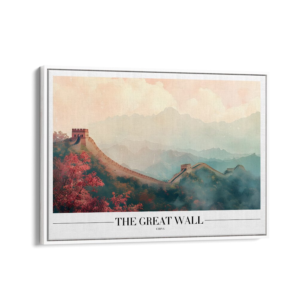 the great wall of china travel posters in White Floater Frame