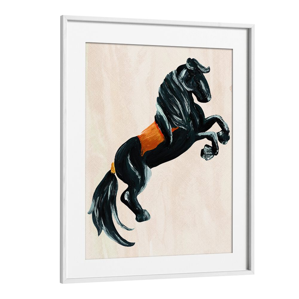 Stunning "THE HORSE, ANIMAL PAINTINGS" in white frame, capturing the majesty of horses in vibrant detail.