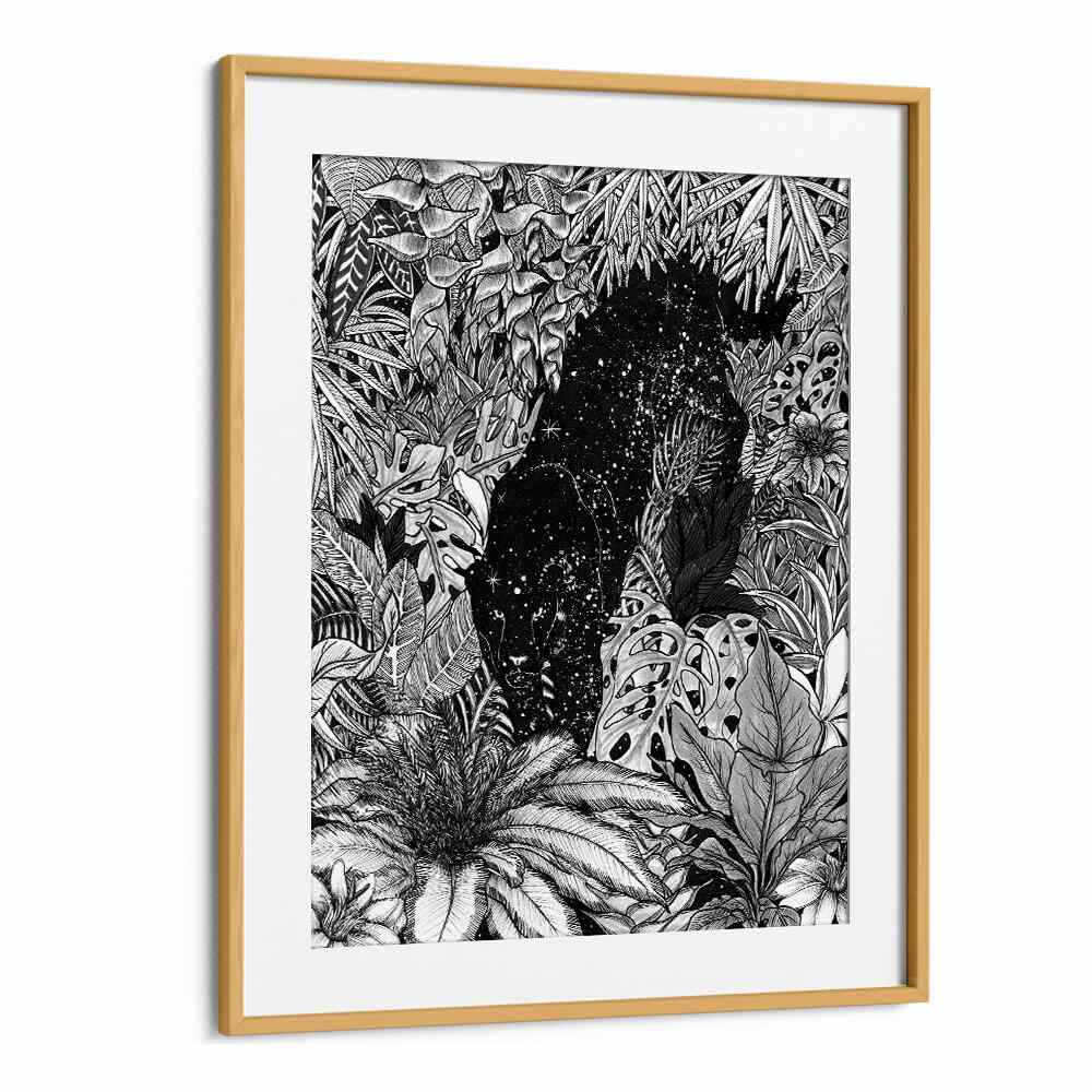 the jungle at night original Vintage paintings in Oak Wood Frame With Mount