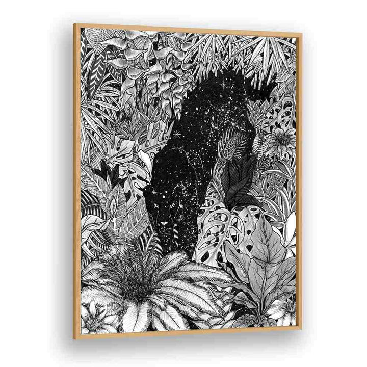 the jungle at night original Vintage paintings in Oak Wood Plain Frame