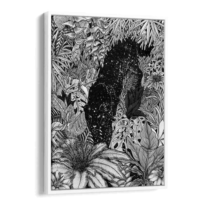 the jungle at night original Vintage paintings in White Floater Frame