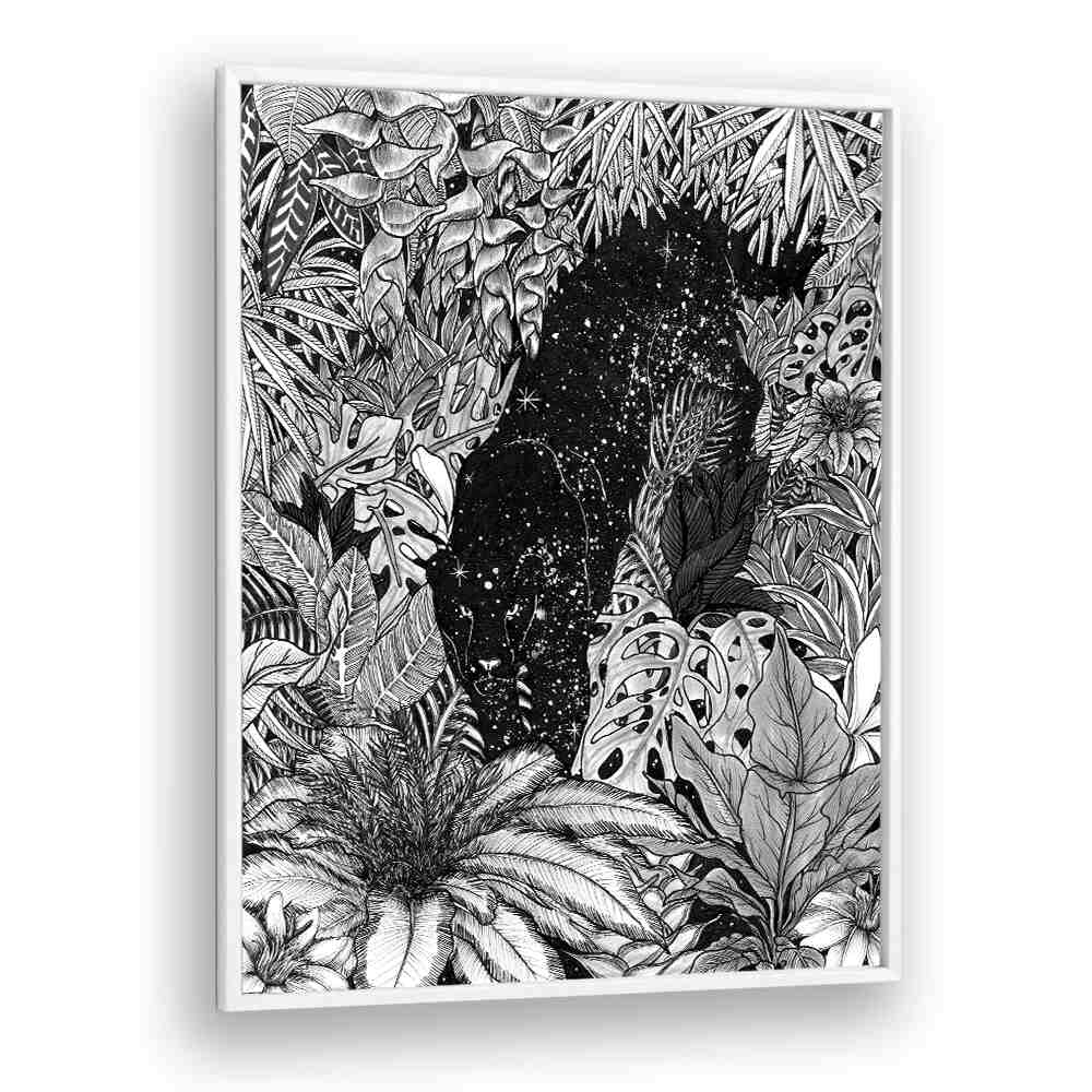 the jungle at night original Vintage paintings in White Plain Frame