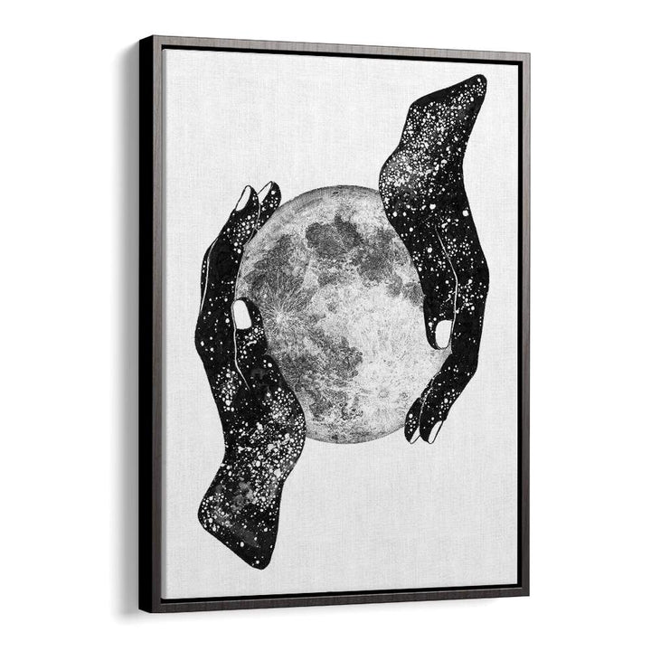 Surreal art prints titled "THE MAGIC OF THE UNIVERSE," showcasing hands cradling a celestial orb in stunning detail.