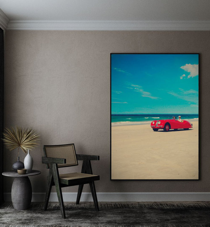 the red car I car poster Artwork II placed on a Wall 