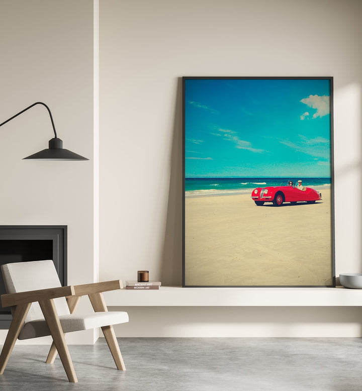 the red car I car poster Artwork III placed on a Wall 