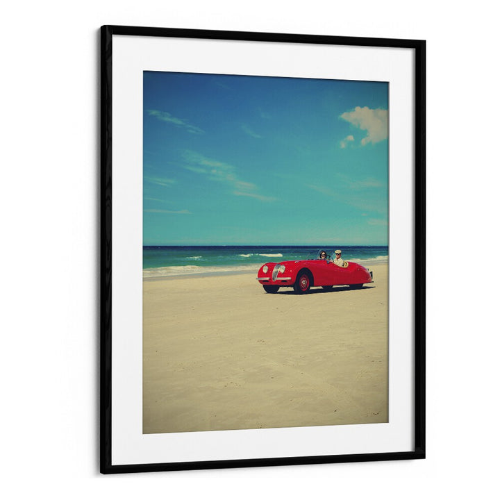 the red car I car poster in Black Frame With Mount