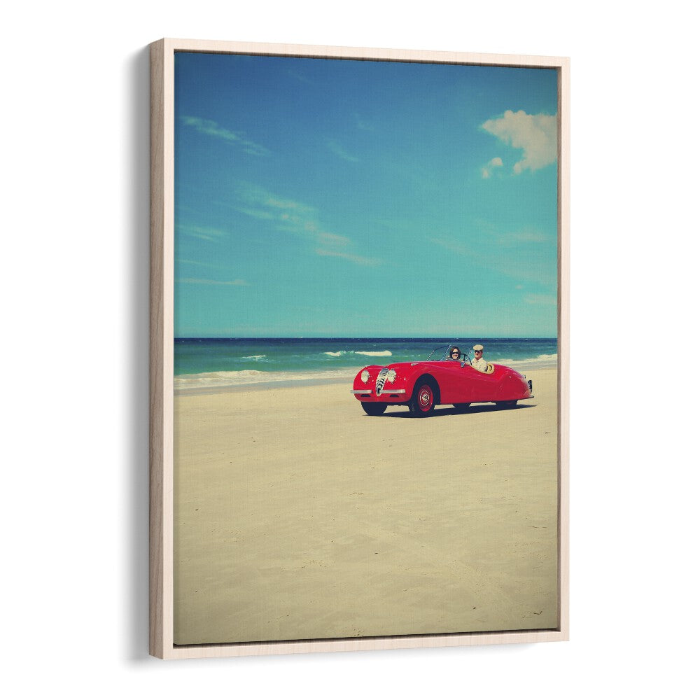 the red car I car poster in Oak Wood Floater Frame