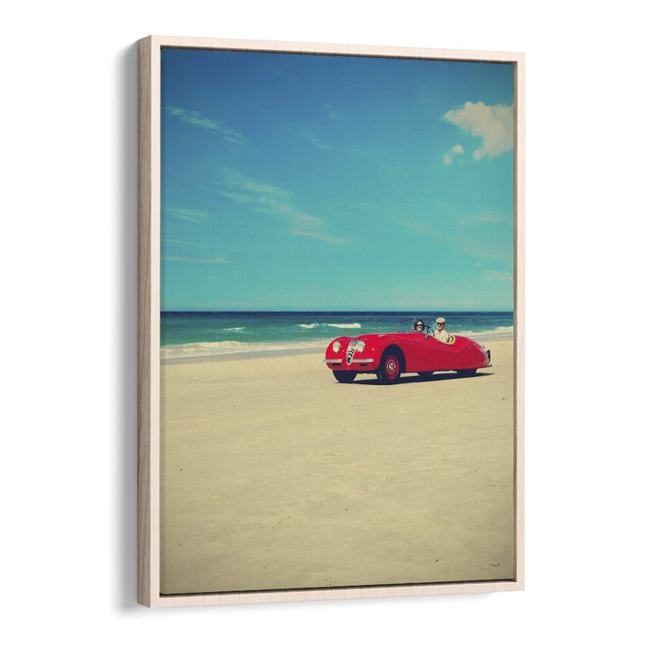 the red car I car poster in Oak Wood Floater Frame
