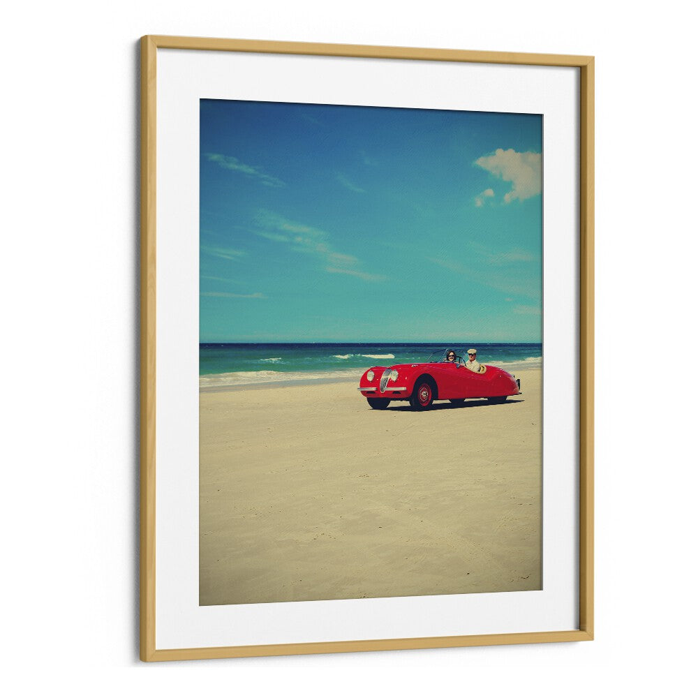 the red car I car poster in Oak Wood Frame With Mount