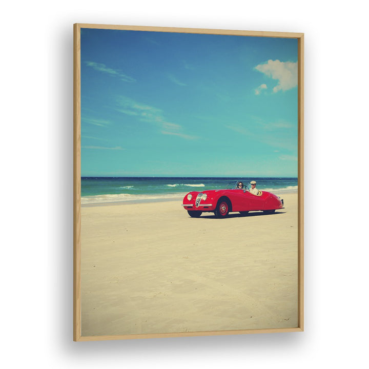 the red car I car poster in Oak Wood Plain Frame