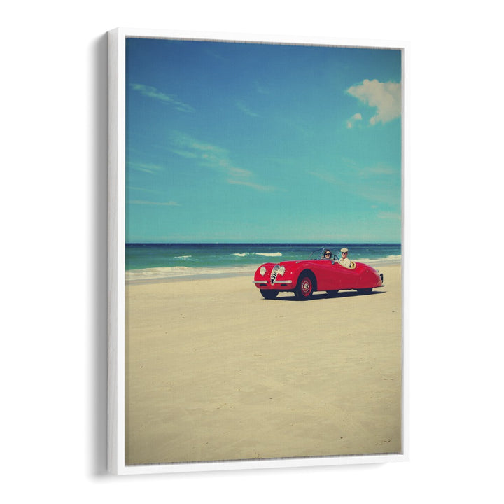 the red car I car poster in White Floater Frame