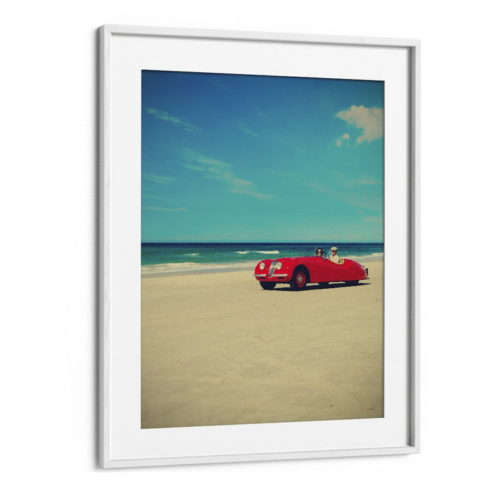 the red car I car poster in White Frame With Mount