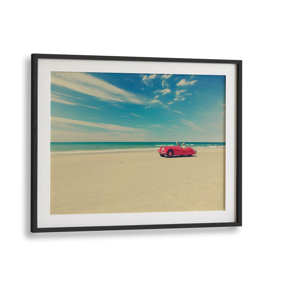 the red car II car poster in Black Frame With Mount