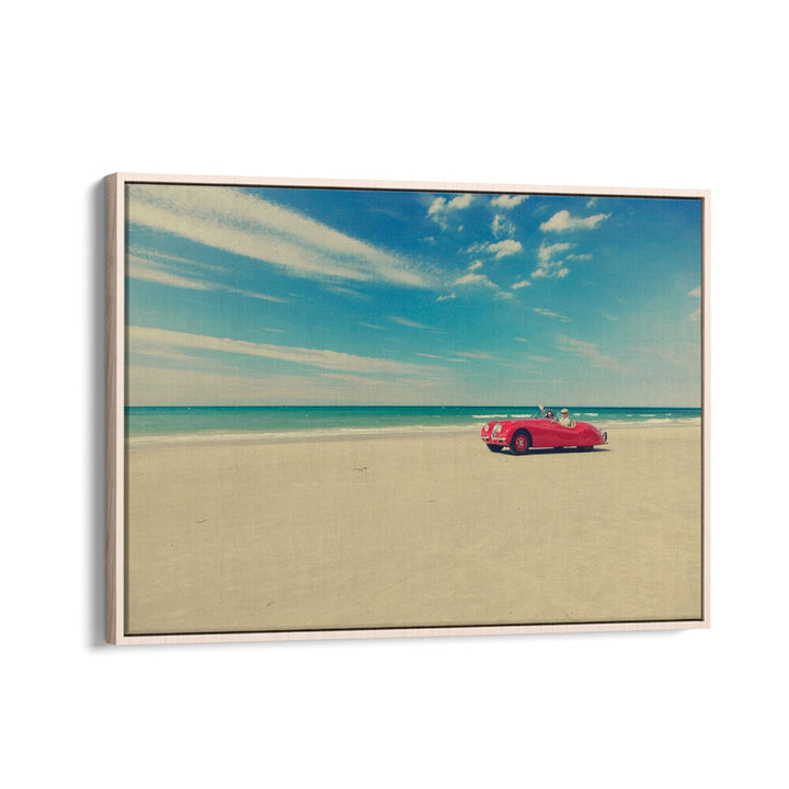 the red car II car poster in Oak Wood Floater Frame