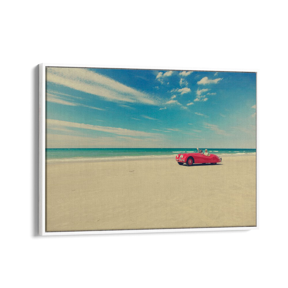 the red car II car poster in White Floater Frame