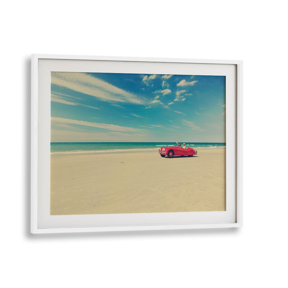 the red car II car poster in White Frame With Mount