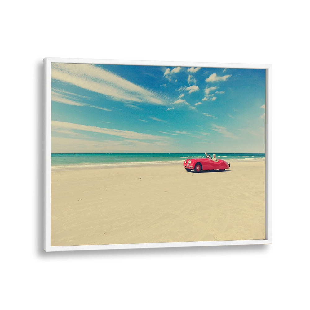 the red car II car poster in White Plain Frame