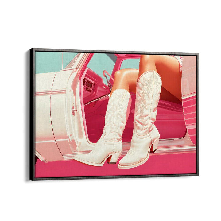 these boots are made for walking I electric wall art prints in Black Floater Frame