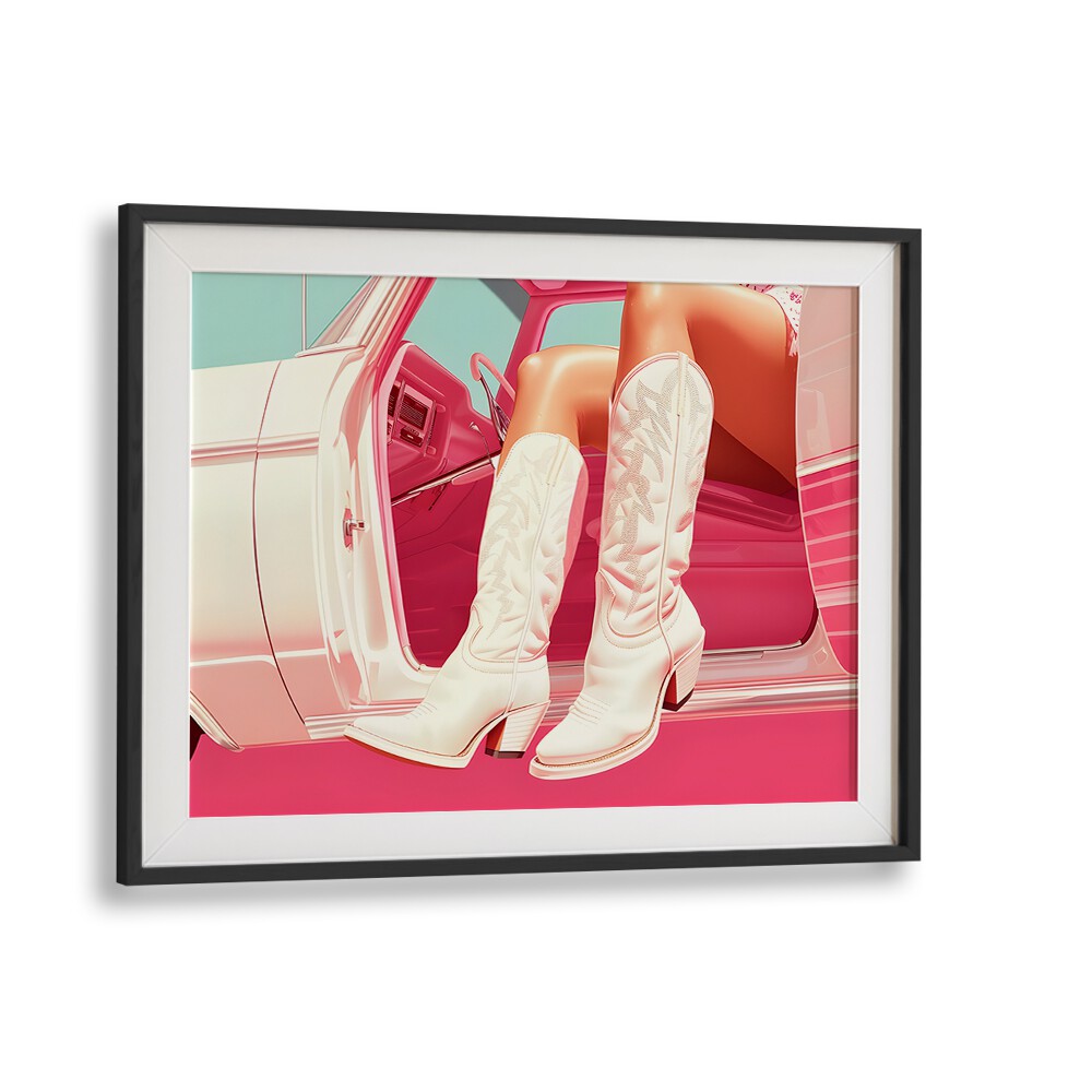 these boots are made for walking I electric wall art prints in Black Frame With Mount