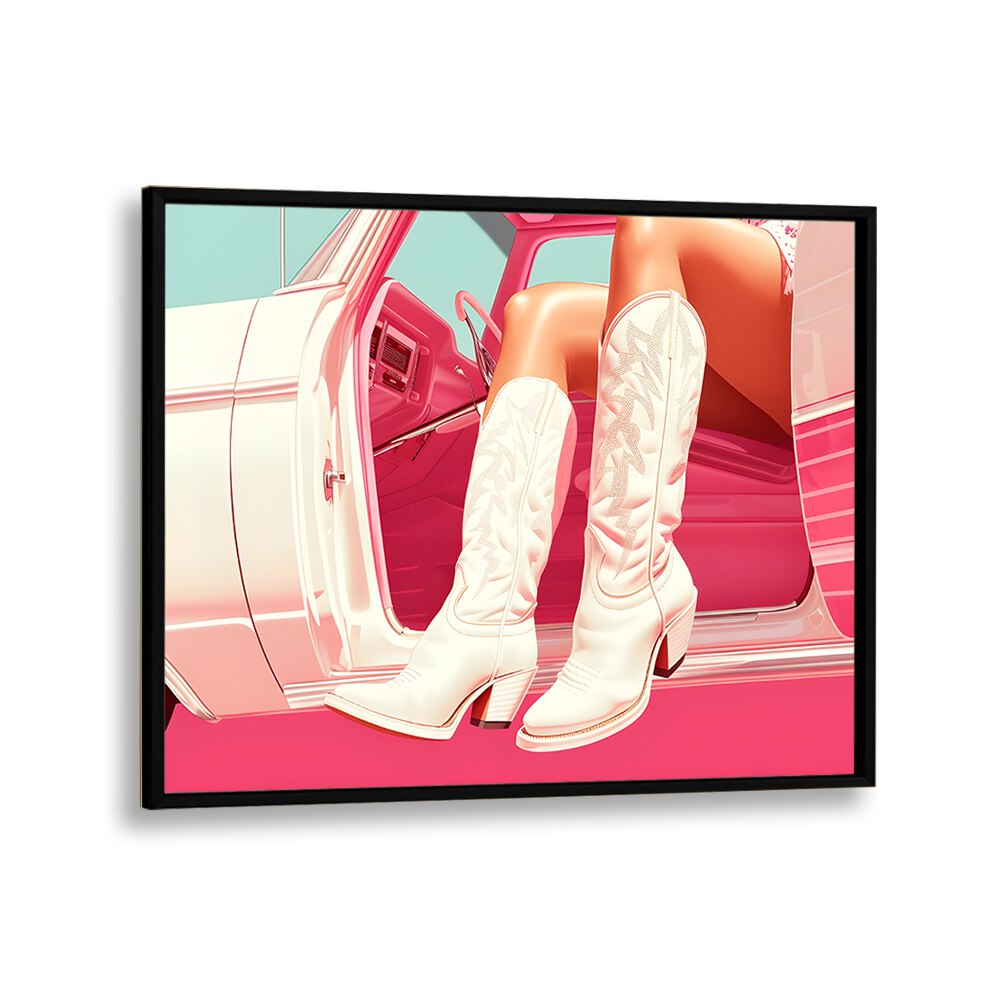 these boots are made for walking I electric wall art prints in Black Plain Frame