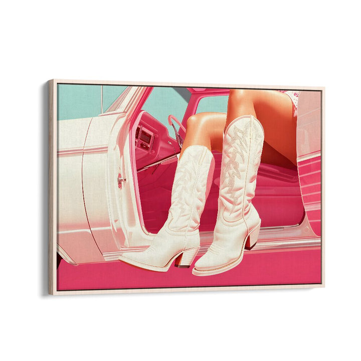 these boots are made for walking I electric wall art prints in Oak Wood Floater Frame