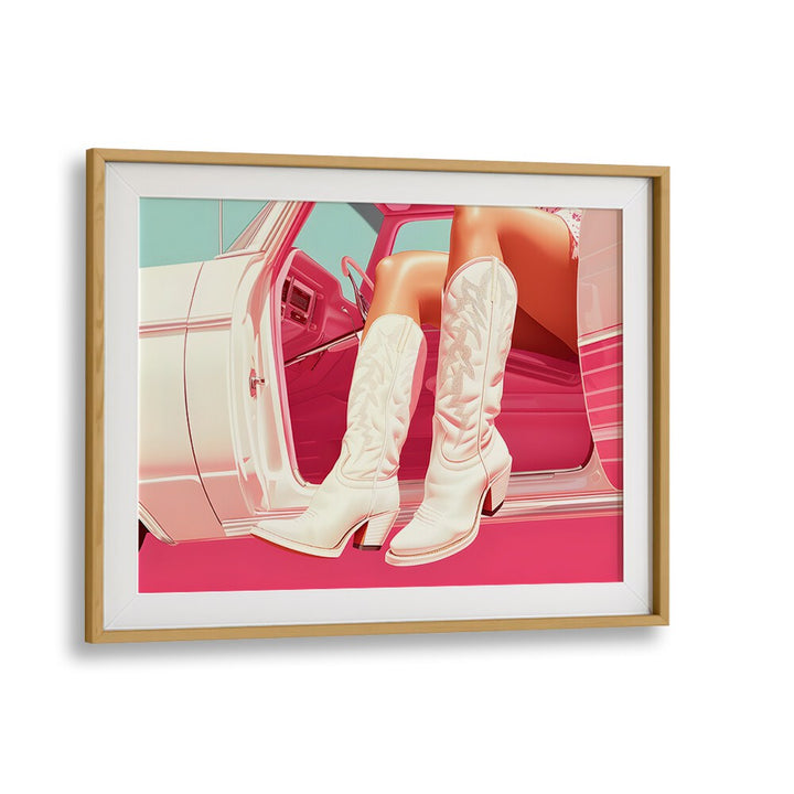 these boots are made for walking I electric wall art prints in Oak Wood Frame With Mount