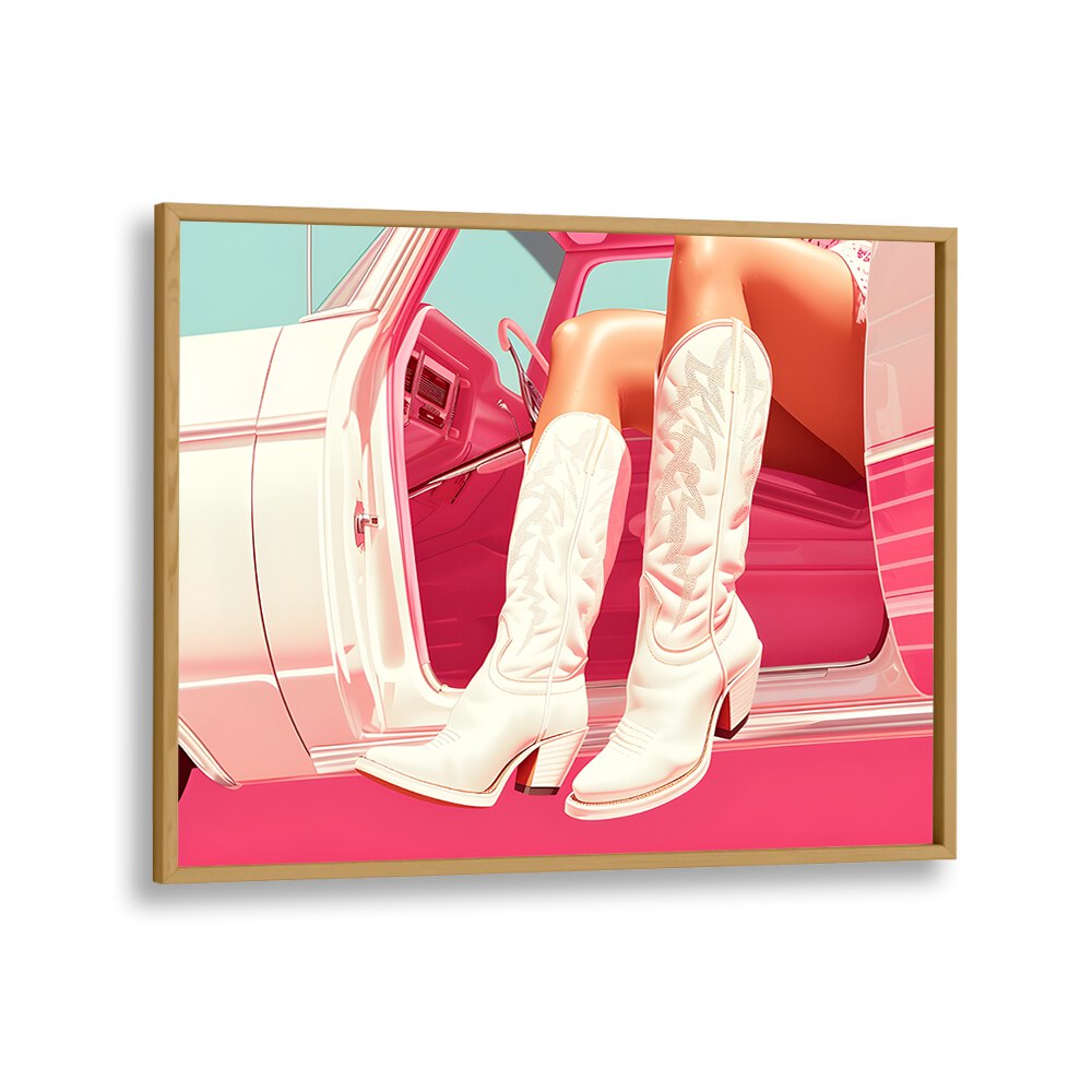 these boots are made for walking I electric wall art prints in Oak Wood Plain Frame