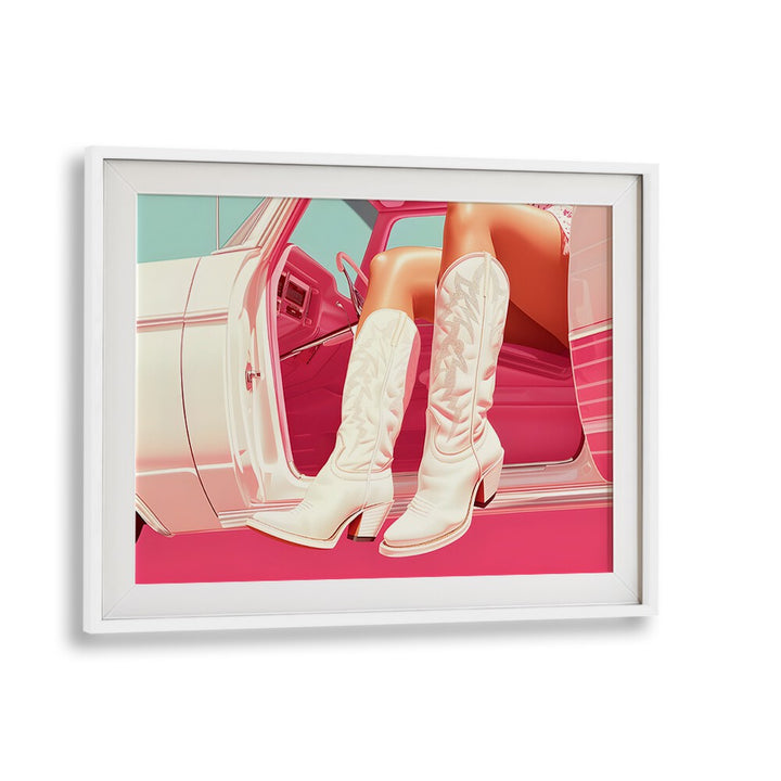 these boots are made for walking I electric wall art prints in White Frame With Mount