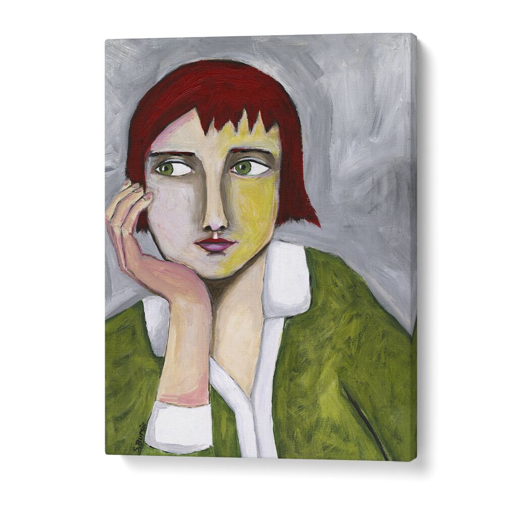 thinking lady women illustration paintings in Gallery Wrap