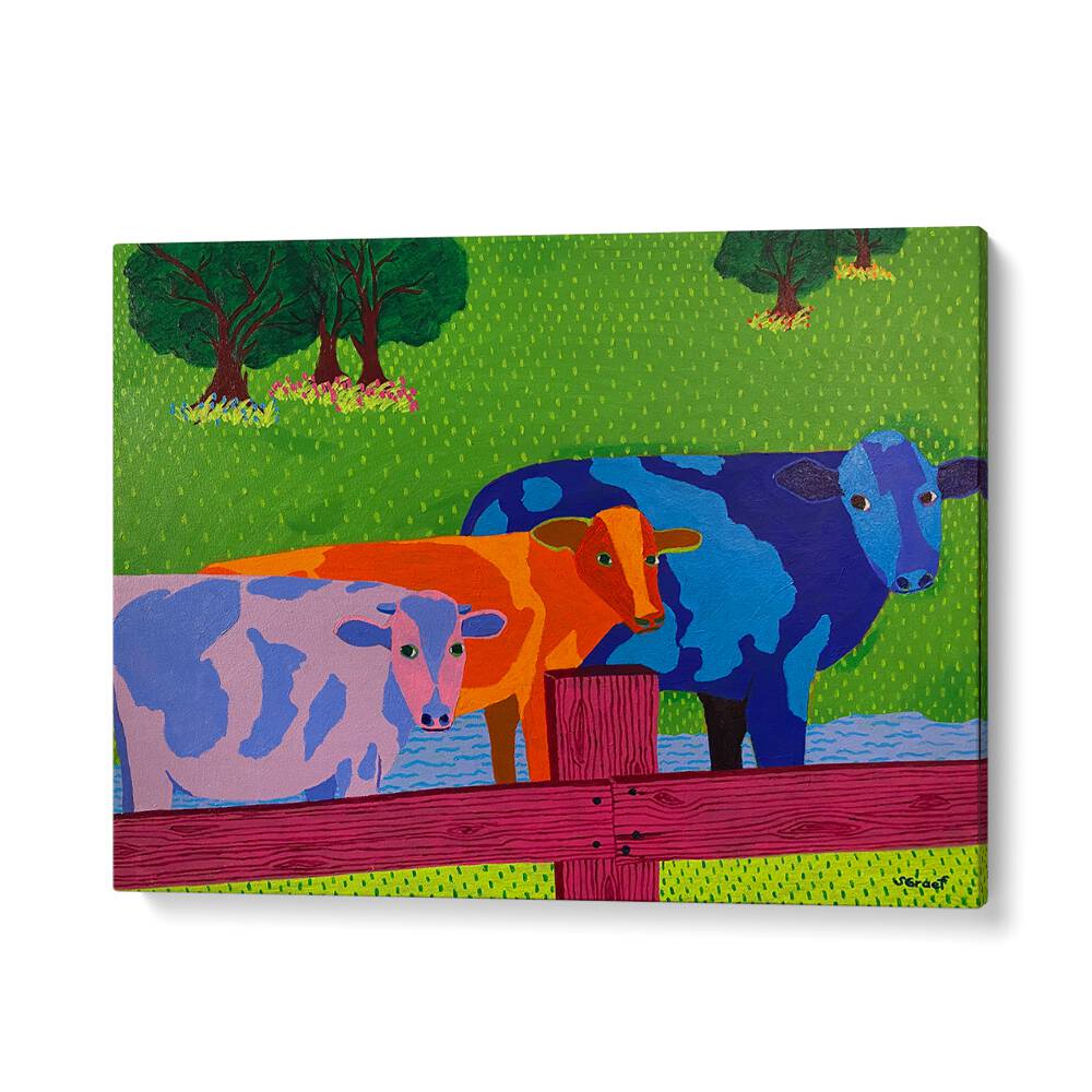 three cows landscape art prints in Gallery Wrap