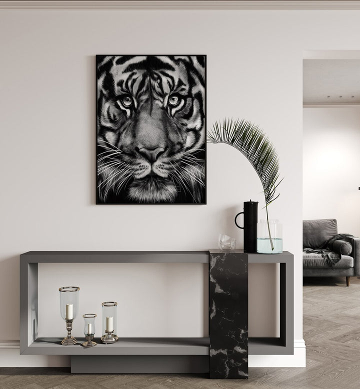 tiger by gabriella roberg wildlife paintings wildlife posters Artwork III placed on a wall