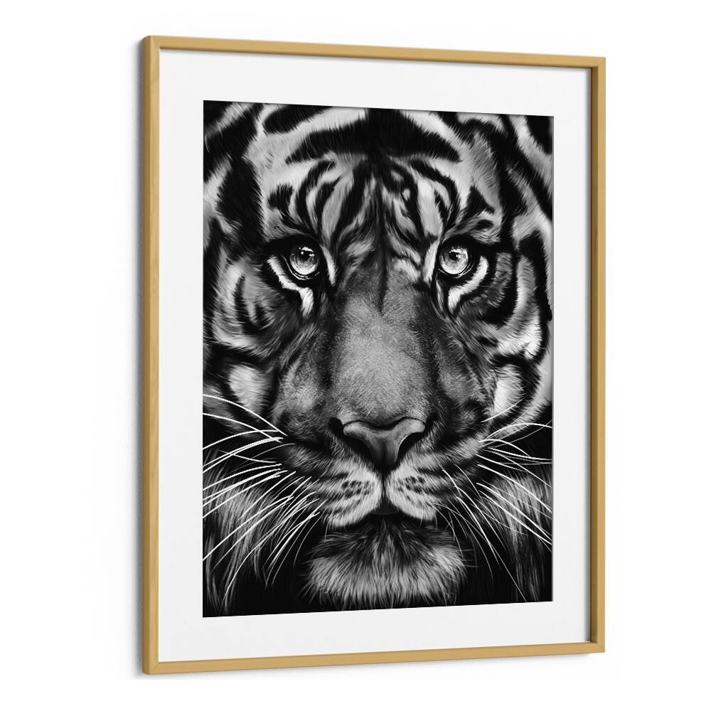 tiger by gabriella roberg wildlife paintings wildlife posters in Oak Wood Frame With Mount