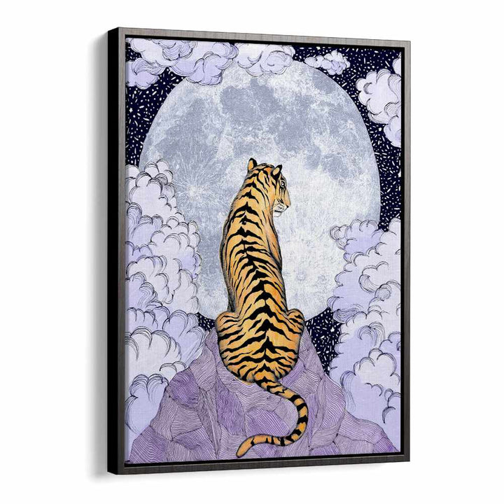 tiger moon 2018 Vintage paintings in Black Floater Frame