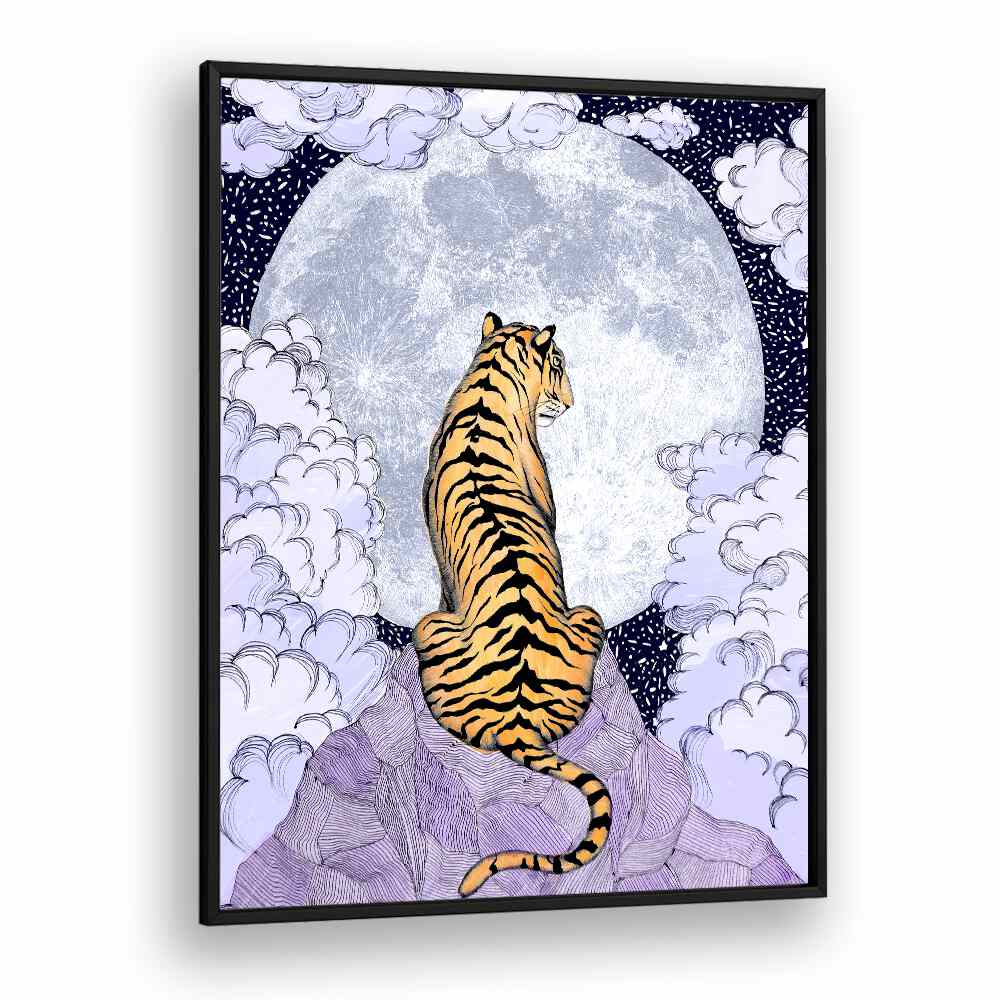 tiger moon 2018 Vintage paintings in Black Plain Frame