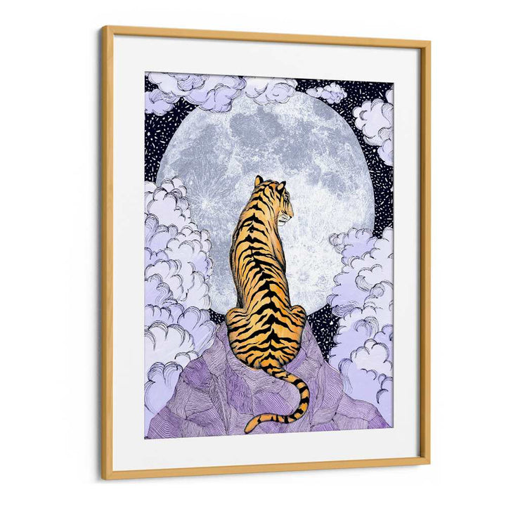 tiger moon 2018 Vintage paintings in Oak Wood Frame With Mount