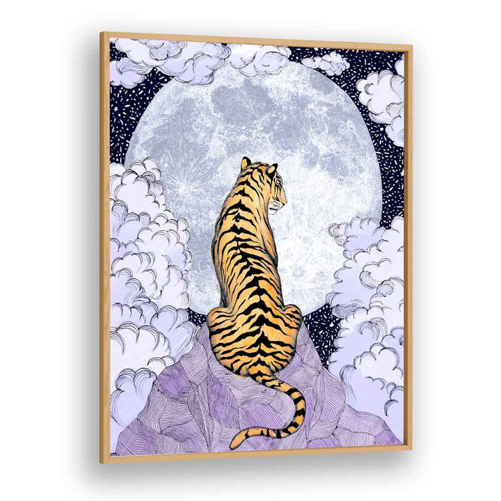 tiger moon 2018 Vintage paintings in Oak Wood Plain Frame