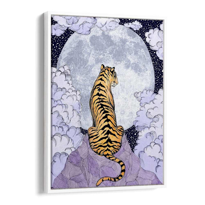 tiger moon 2018 Vintage paintings in White Floater Frame