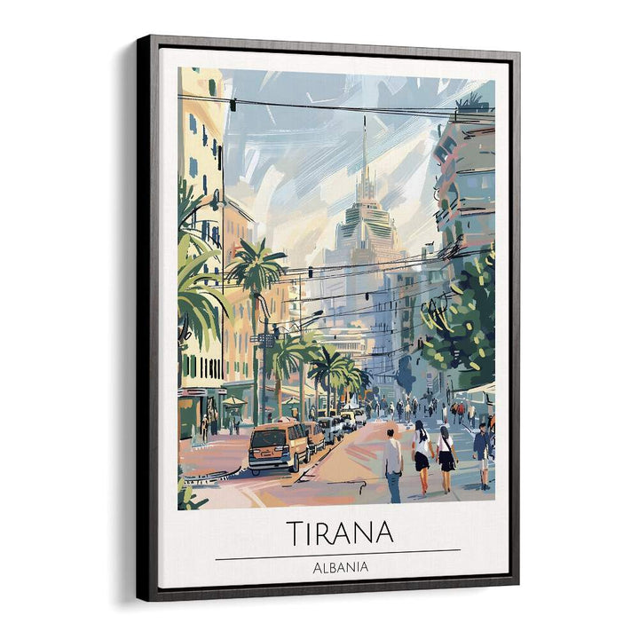 tirana-albania travel posters in Black Floater Frame